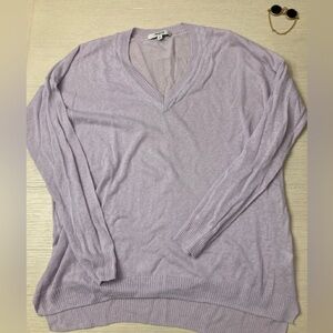 Madewell Lavender V Neck Sweater cotton/linen blend size xs (runs bigger)